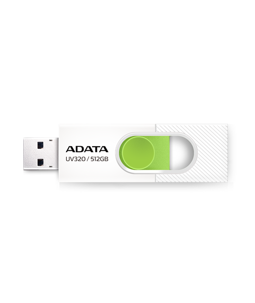 ADATA AUV320 512GB USB Flash Drive, White/Green ADATA