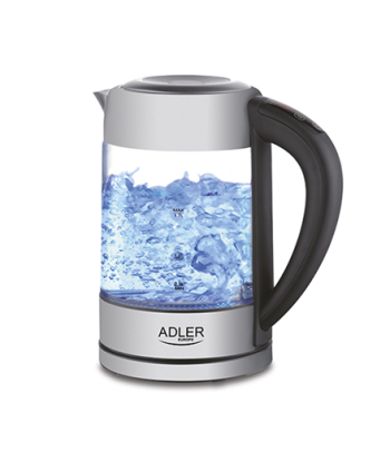 Чайник Adler Kettle AD 1247 NEW, 1850 - 2200 W, 1.7 L, Stainless steel, glass, Stainless steel/Transparent