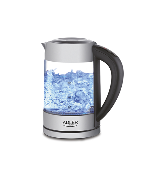 Adler Kettle AD 1247 NEW With electronic control, 1850 - 2200 W, 1.7 L, Stainless steel, glass, Stainless steel/Transparent