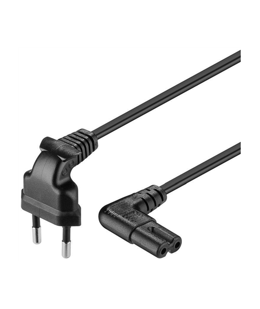 Goobay Euro Angled Power Cord, 0.75m, Black - Reliable Connection! Goobay Euro Angled Power Cord, 0.75m, Black - Reliable Connection!