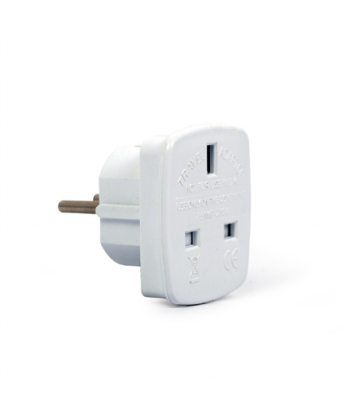 Gembird UK to EU Schuko Travel Adapter - White, 7.5A