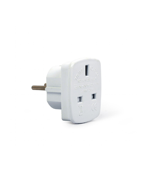 Gembird UK to EU Schuko Travel Adapter - White, 7.5A Gembird UK to EU Schuko Travel Adapter - White, 7.5A
