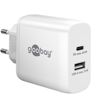 Goobay 65412 USB-C PD Dual Fast Charger (45 W), White Goobay