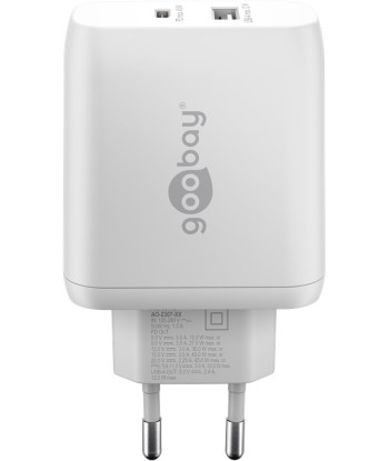 Goobay 65412 USB-C PD Dual Fast Charger (45 W), White Goobay