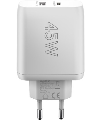 Goobay 65412 USB-C PD Dual Fast Charger (45 W), White Goobay