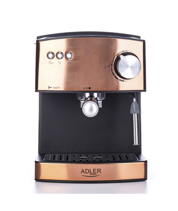 Кофеварка Adler Espresso AD 4404cr Pump pressure 15 bar, Built-in milk frother, Semi-automatic, 850 W, Cooper/ black