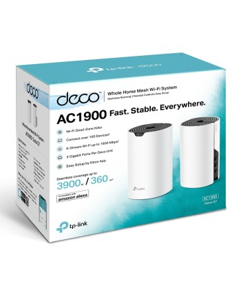 TP-LINK AC1900 Whole Home Mesh Wi-Fi System Deco S7 (2-pack) 802.11ac 10/100/1000 Mbit/s Ethernet LAN (RJ-45) ports 1