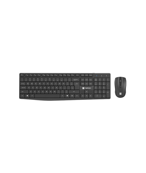 Juhtmevaba klaviatuur ja hiir Natec, Keyboard and Mouse, Squid 2in1 Bundle, US, Black, Wireless connection
