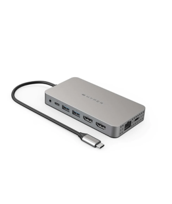 Hyper HyperDrive Universal USB-C 10-in1 Dual HDMI Mobile Dock - Space Grey - for M1/M2 MBAir/Pro