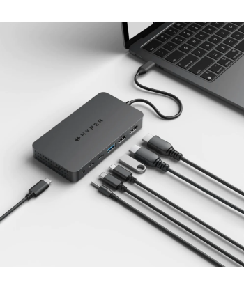 HyperDrive 7-in-1 USB-C Dual HDMI Mobile Dock (M1/M2 MBAir/Pro) - Grey
