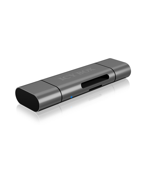Icy box IB-CR200-C SD/MicroSD (TF) USB 2.0 card reader with Type-C and -A to micro USB (OTG) interface, anthracite Raidsonic
