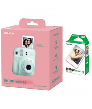 Fujifilm MP x Mint Green 800 Instax Mini 12 Camera + Instax Mini Glossy (10pl)