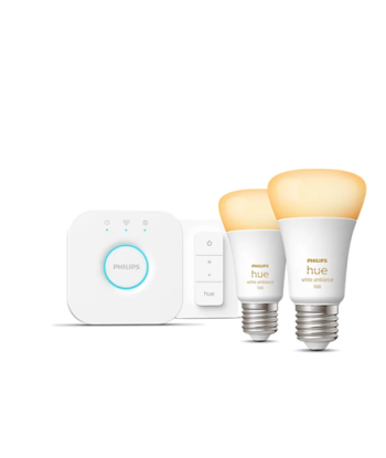 HueWA Starter Kit 2pcs, Bridge, Switch E27 11 W Warm to cool white light, 2200-6500K Bluetooth and Zigbee