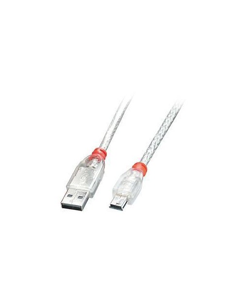 CABLE USB2 A TO MINI-B 0.5M/TRANSPARENT 41781 LINDY
