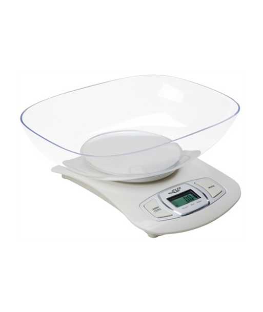 Adler AD 3137 Köögikaal - 5kg Mahutavus, 1g Täpsus, Suur LCD, Automaatne Väljalülitus, Valge