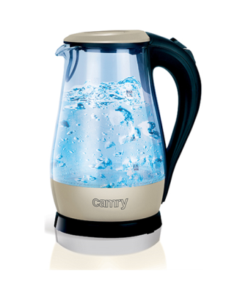 Чайник Camry CR 1251, Glass, Glass/Black, 2000 W, 360° rotational base, 1.7 L