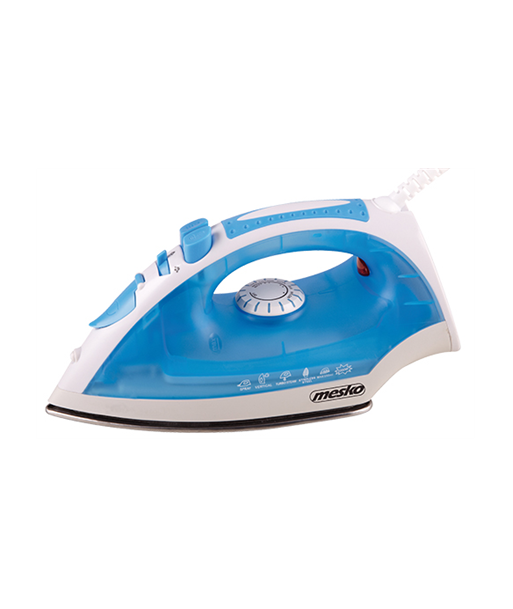 Iron Mesko MS 5023 Blue/White, 2200 W, With cord, Anti-scale system, Vertical steam function