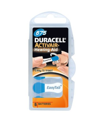 Duracell EasyTab DA675/A675/PR44 Tsink-õhk kuuldeaparaadi patareid - 6 tk