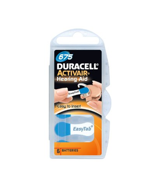 Duracell EasyTab DA675/A675/PR44 Tsink-õhk kuuldeaparaadi patareid - 6 tk