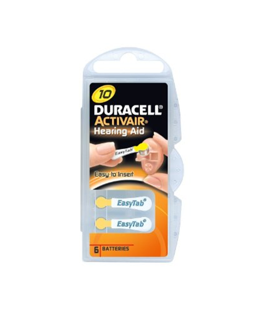 Duracell EasyTab DA10 Tsink-õhk kuuldeaparaadi patareid - 6 tk Duracell EasyTab DA10 Tsink-õhk kuuldeaparaadi patareid - 6 tk