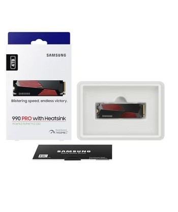 SSD SAMSUNG 990 PRO with Heatsink 4TB M.2 PCIe Gen4 NVMe TLC Write speed 6900 MBytes/sec Read speed 7450 MBytes/sec 2.3mm TBW