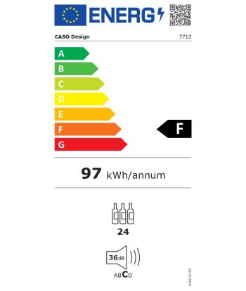 Caso, WineDeluxe WD 24, Energy efficiency class F, Built-in, Bottles capacity 24, Cooling type, Black