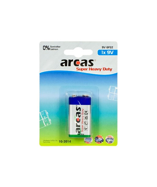 Arcas 9V Super Heavy Duty Battery (6LR61) - Single Pack Arcas 9V Super Heavy Duty Battery (6LR61) - Single Pack