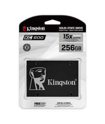 Kingston, KC600, 256 GB, SSD form factor 2.5", SSD interface SATA, Read speed 550 MB/s, Write speed 500 MB/s