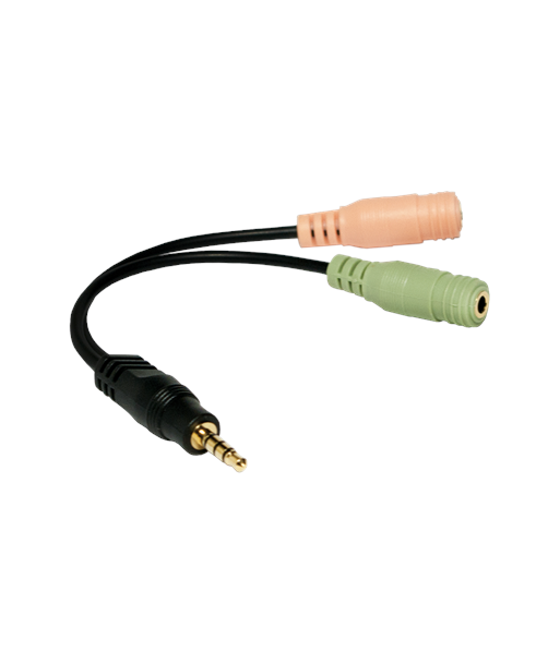 Logilink Audio jack adapter, 4-pin, 3.5 mm stereo male to 2x 3.5mm female Black, 0.15 m