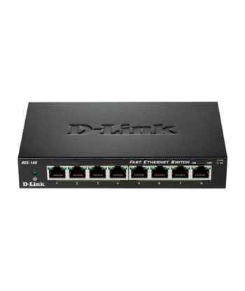 D-Link, Ethernet Switch, DES-108/E, Unmanaged, Desktop, 10/100 Mbps (RJ-45) ports quantity 8, 60 month(s)