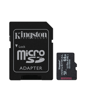 Kingston UHS-I 64 GB microSDHC/SDXC Industrial Card Flash memory class Class 10, UHS-I, U3, V30, A1 SD Adapter
