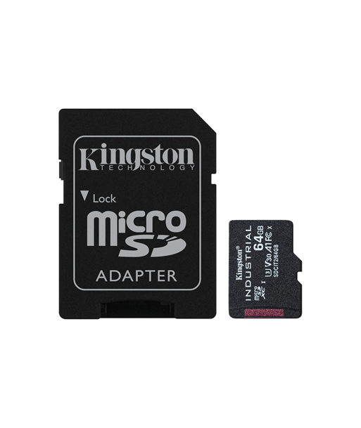 Kingston 64GB Industrial microSD Card UHS-I U3 V30 A1 w/SD Adapter Kingston 64GB Industrial microSD Card UHS-I U3 V30 A1 w/SD Adapter