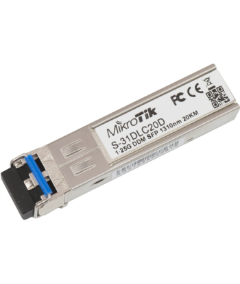 MikroTik S-31DLC20D SFP, Single-Mode Fiber, Dual LC, 10/100/1000 Mbit/s, Wavelength 1310 nm, Maximum transfer distance 20000 m