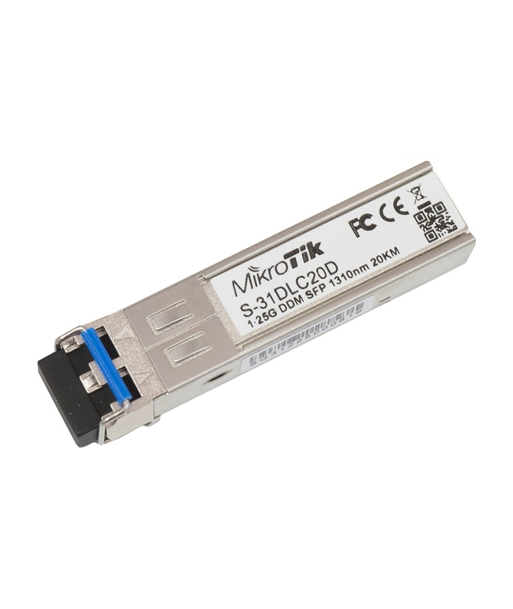 MikroTik S-31DLC20D SFP, Single-Mode Fiber, Dual LC, 10/100/1000 Mbit/s, Wavelength 1310 nm, Maximum transfer distance 20000 m