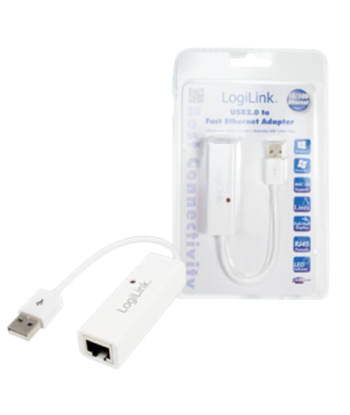 Logilink Fast Ethernet USB 2.0 to RJ45 Adapter: RJ-45, USB