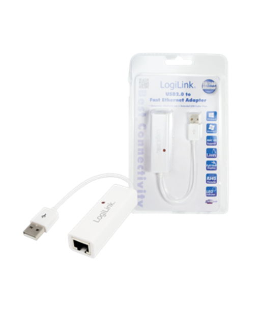 Logilink Fast Ethernet USB 2.0 to RJ45 Adapter: RJ-45, USB