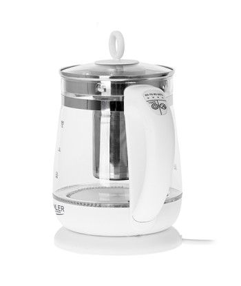 Чайник Adler AD 1299 Electric 2200 W 1.5 L Glass/Stainless steel 360° rotational base White
