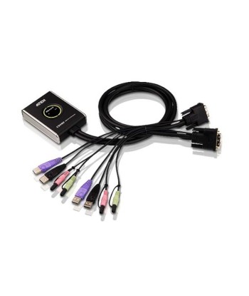 Aten 2-Port USB DVI/Audio Cable KVM Switch with Remote Port Selector