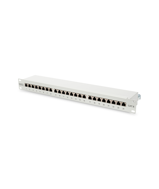 Digitus Patch Panel DN-91624S White, 48.2 x 4.4 x 10.9 cm, Category: CAT 6; Ports: 24 x RJ45; Retention strength: 7.7 kg; Insertion force: 30N max