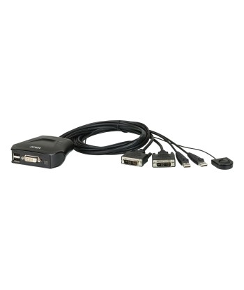 Aten 2-портовый USB DVI KVM переключатель с удаленным переключателем портов