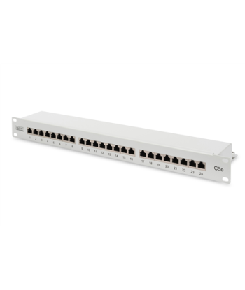 Digitus Patch Panel DN-91524S White, 48.2 x 4.4 x 10.9 cm, Category: CAT 5e, Ports: 24 x RJ45, Retention strength: 7.7 kg