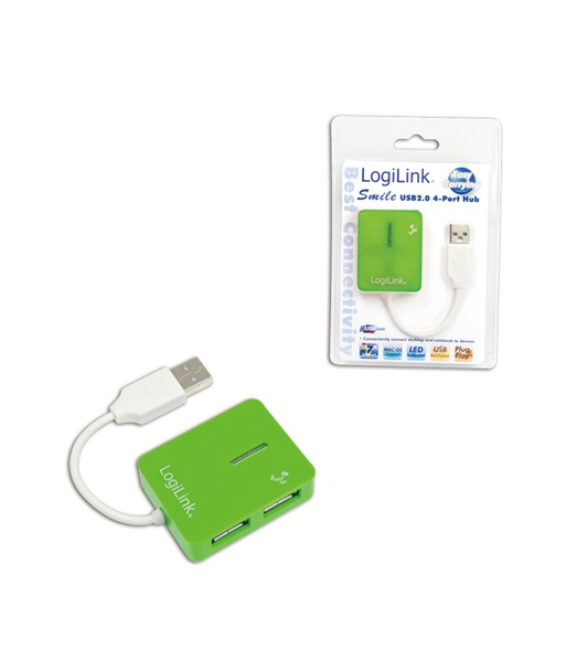 Logilink USB 2.0 Hub 4-Port, Smile, Green