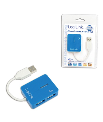 Logilink USB 2.0 Hub 4-Port, Smile, Blue