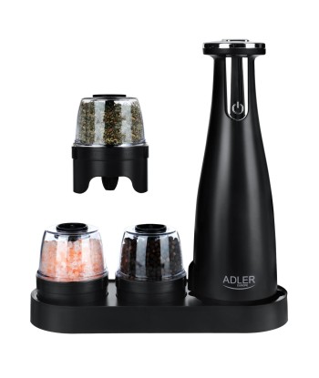 Soola- ja pipraveski Adler, Electric, AD 4449b, Grinder, 7 W, Housing material ABS plastic, Lithium, Mills with ceramic