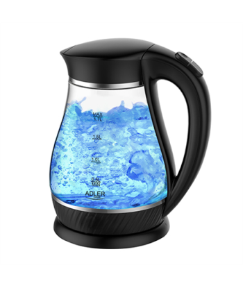 Чайник Adler AD 1274 - 1.7L, 2200W, Черный/Прозрачный