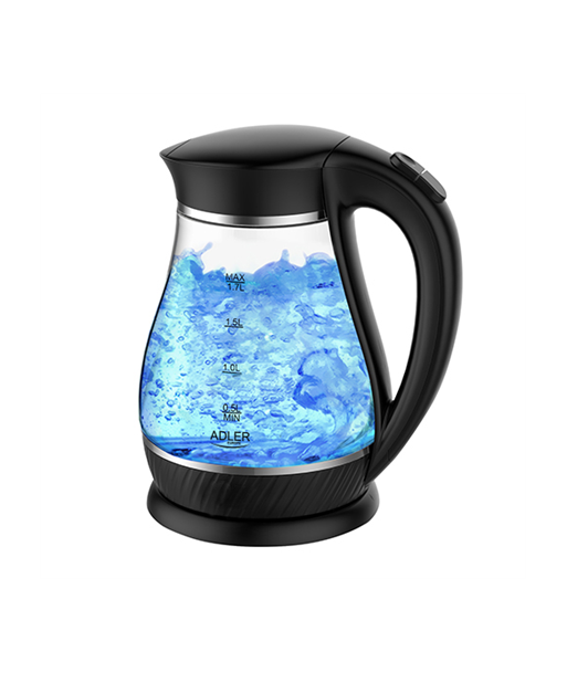 Adler AD 1274 Kettle - 1.7L, 2200W, Black/Transparent