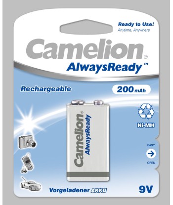 Camelion 9V/6HR61, 200 mAh, AlwaysReady Rechargeable Batteries Ni-MH, 1 pc(s)
