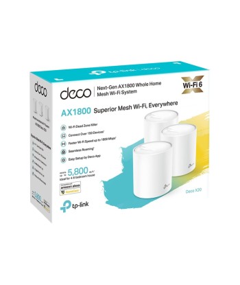 TP-LINK Whole-Home Wi-Fi System Deco X20(3-pack) 802.11ac, 1201 Mbit/s, 10/100/1000 Mbit/s, Ethernet LAN (RJ-45) ports 2