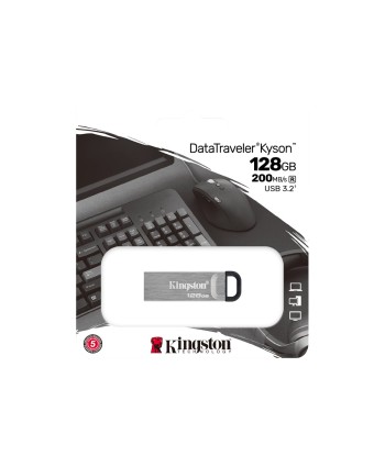 Kingston USB Flash Drive DataTraveler Kyson 128 GB, USB 3.2 Gen 1, Black/Grey