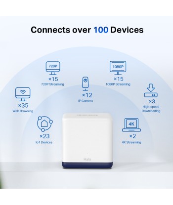 Wireless Router MERCUSYS Wireless Router 2-pack 1900 Mbps Mesh LAN \ WAN ports 3 HALOH50G(2-PACK)